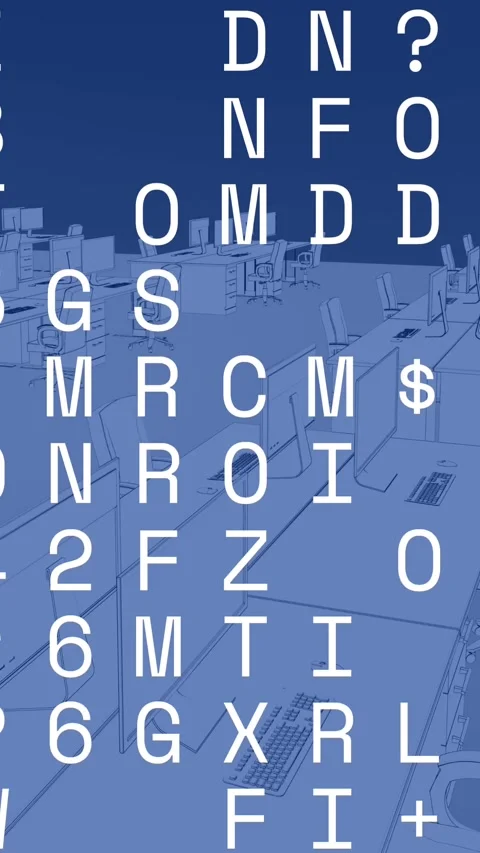 Animation of data processing over 3d office model against blue background Stock Footage 344369673