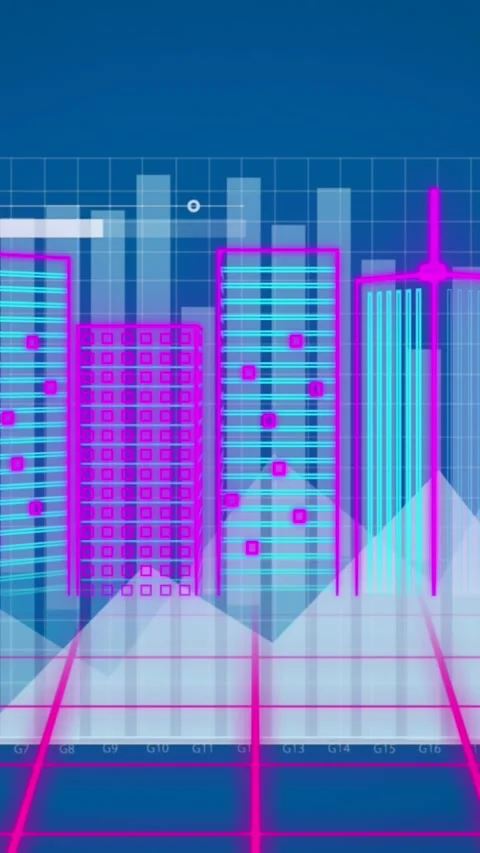 Animation of data processing over 3d cityscape Stock Footage 344556873
