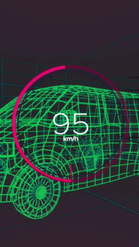 Animation of data processing over 3d car model Stock Footage 344614003