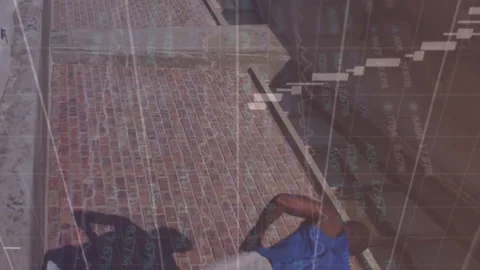 Animation of data processing over african american man running outdoors Stock Footage 207963403