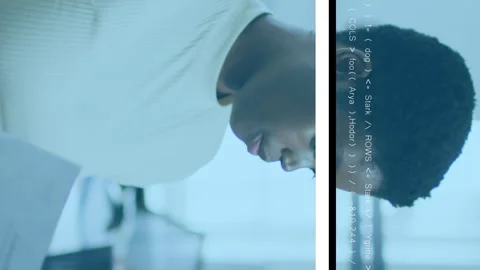 Animation of data processing over african american businesswoman with documents Stock Footage 312504188