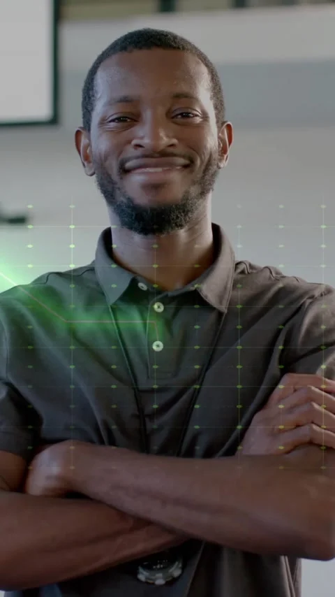 Animation of data processing over african american basketball coach on court Stock Footage 319514114