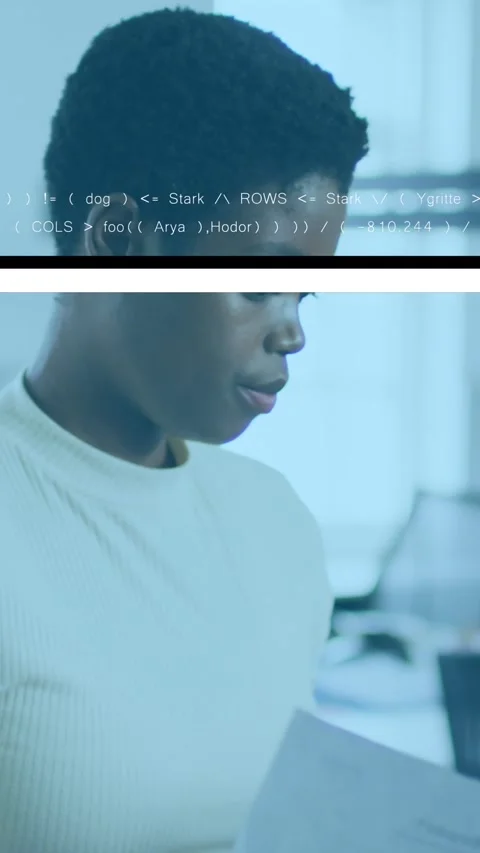 Animation of data processing over african american businesswoman with documents Stock Footage 324019620