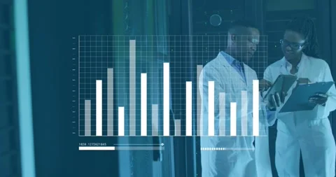 Animation of data processing over african american it men by computer servers Stock Footage 330061825