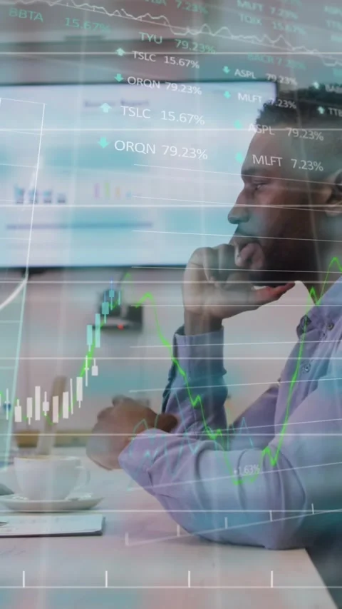 Animation of data processing over african american businessman on phone in Stock Footage 343497552