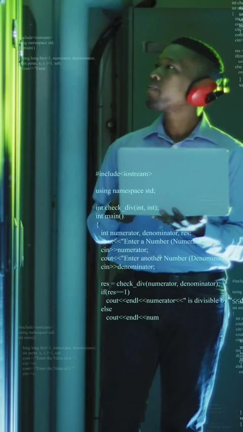 Animation of data processing over african american male it engineer and computer Stock Footage 343498617