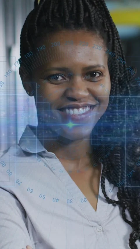 Animation of data processing over african american female it engineer and Stock Footage 343498635