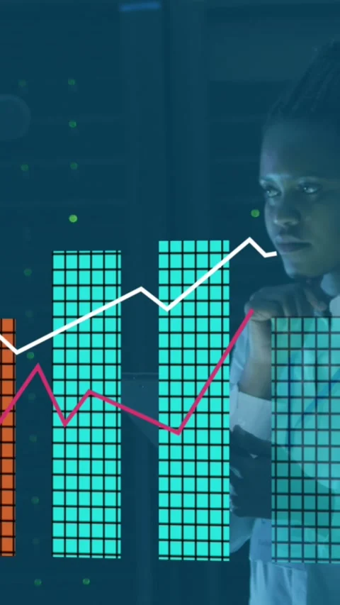 Animation of data processing over african american it woman by computer servers Stock Footage 343829036