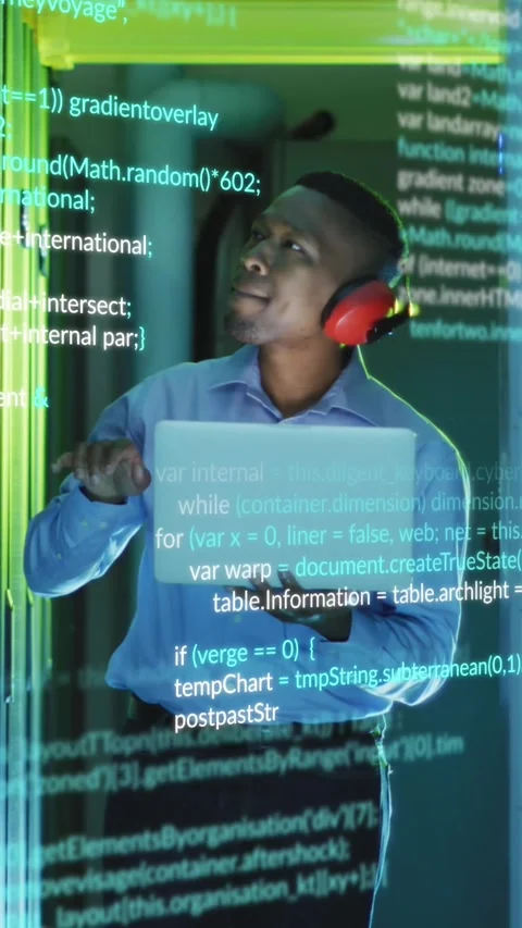 Animation of data processing over african american male engineer using laptop Stock Footage 344775041