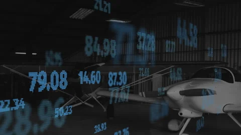 Animation of data processing over airplanes Video stock 307895140