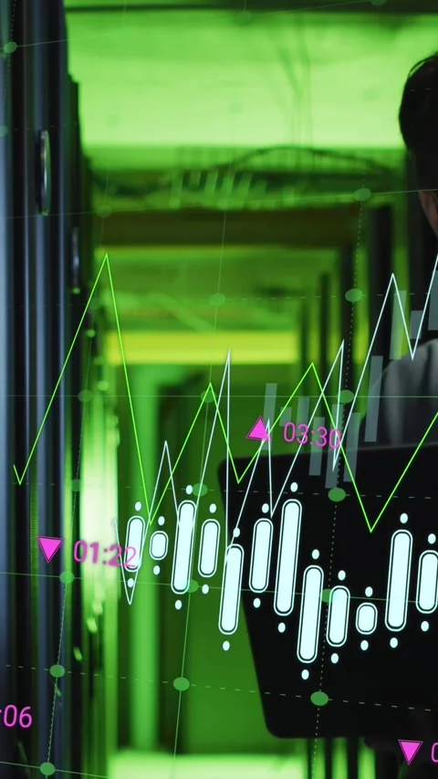 Animation of data processing over asian male it engineer by computer servers Stock Footage 324022166