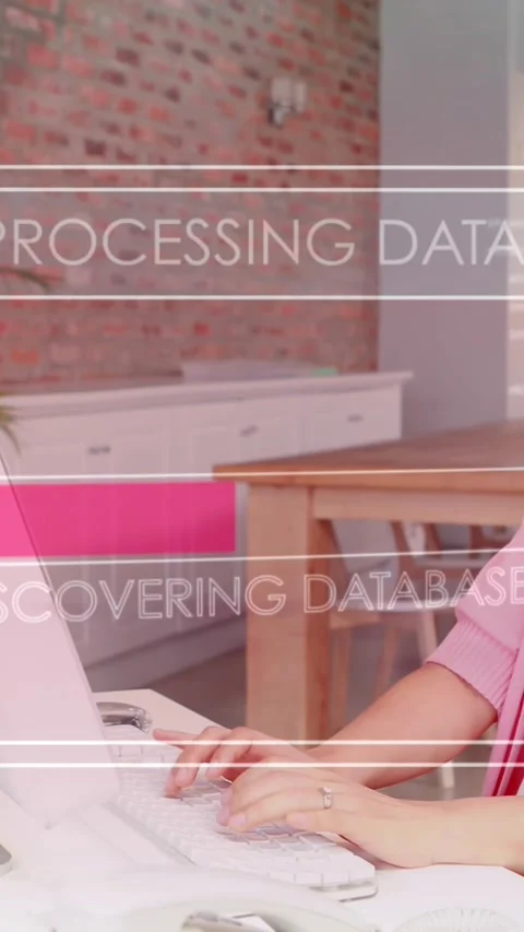 Animation of data processing over asian pregnant woman using computer Stock Footage 343641235