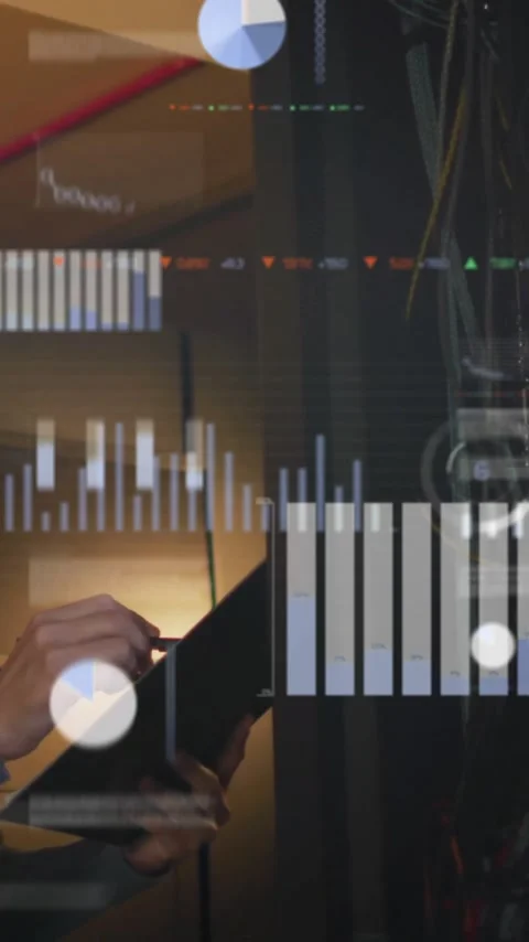 Animation of data processing over asian male it engineer by computer servers Stock Footage 343919357