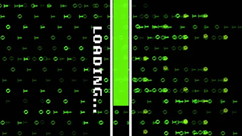 Animation of data processing over binary coding and loading bar dark background Stock-Footage 312364164