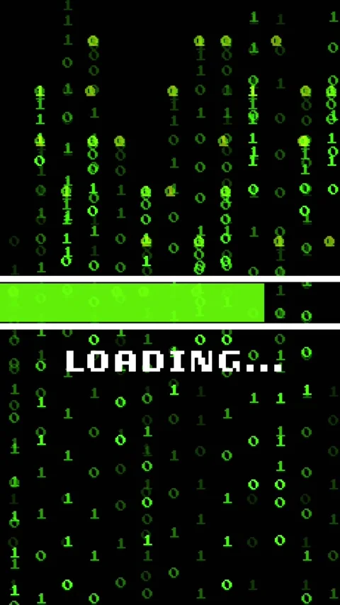 Animation of data processing over binary coding and loading bar dark background Stock-Footage 323897375