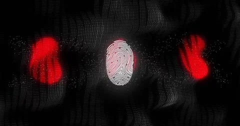 Animation of data processing over biometric fingerprint on dark background Stock Footage 328257359