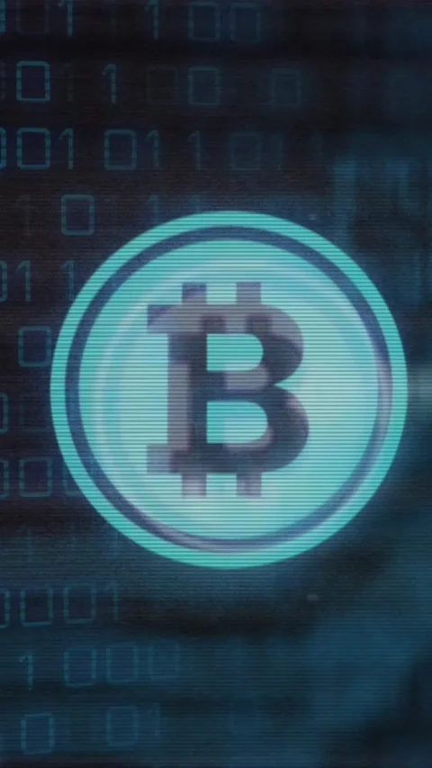Animation of data processing over bitcoin Video stock 342594262