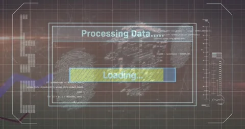 Animation of data processing over black background with digital padlock and Video stock 326423767