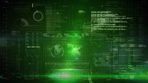 Animation of data processing over black and green background Stock Footage 328460819