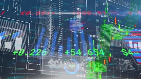 Animation of data processing over blue b... | Stock Video | Pond5