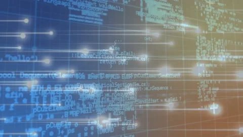Animation of data processing over blue and orange background Stock Footage 202153145