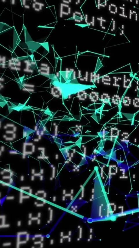 Animation of data processing over blue abstract shapes on black background Stock Footage 343682127