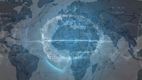 Animation of data processing over brain and world map Stock Footage 202024929