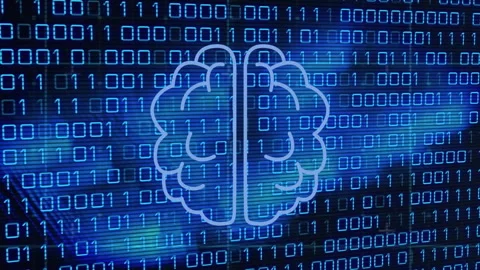 Animation of data processing over brain icon on black background Vídeos de archivo 310867901