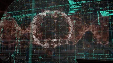 Animation of data processing over brain Видео 329922653