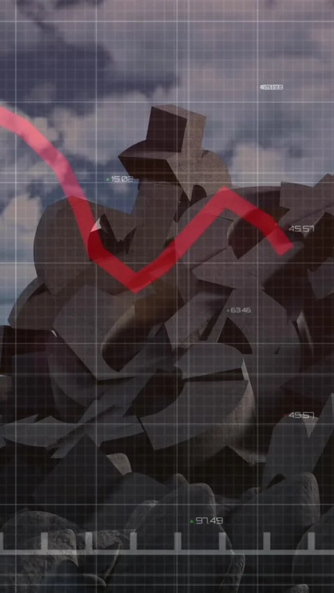 Animation of data processing over broken dollar symbols and clouds Stock Footage 341976719