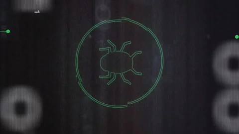 Animation of data processing over bug icon Stock Footage 314080741