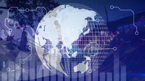 Animation of data processing over building site Vídeos de archivo 327276134