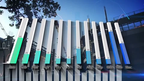 Animation of data processing over building site Vídeos de archivo 329848980