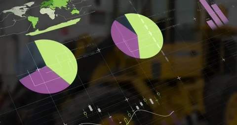 Animation of data processing over building site Vídeos de archivo 330287843