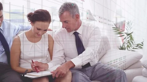 Animation of data processing over business people working in office Stock Footage 330296920