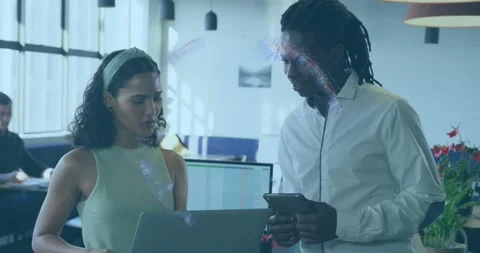 Animation of data processing over businessman using computer Vídeos de archivo 329362020