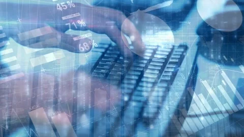 Animation of data processing over businessmen using computer Vídeos de archivo 329222586