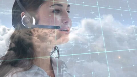 Animation of data processing over businesspeople wearing phone headset Stock Footage 157253634