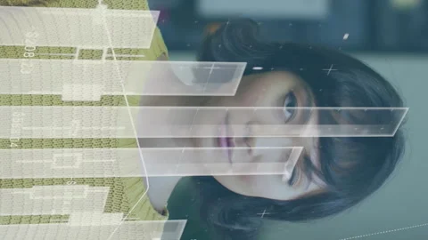 Animation of data processing over businesswoman smiling Stock-Footage 312504318