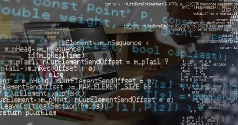 Animation of data processing over businesswoman using interactive screen Stock Footage 325964141
