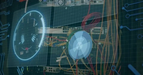 Animation of data processing over cables of computer server Stock Footage 327525122