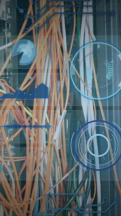 Animation of data processing over cables of computer server Stock Footage 342805722