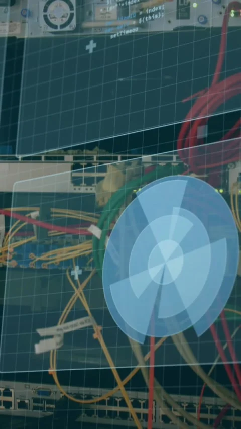 Animation of data processing over cables of computer server Stock Footage 342805723