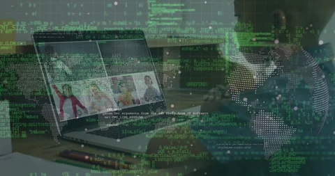 Animation of data processing over cardboard boxes on conveyor belt in warehouse Stock Footage 325773983