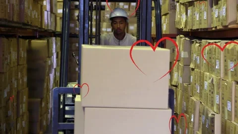 Animation of data processing over cardboard boxes on conveyor belt Stock Footage 326035696
