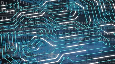 Animation of data processing over cardboard boxes binary coding computing Video stock 328977340