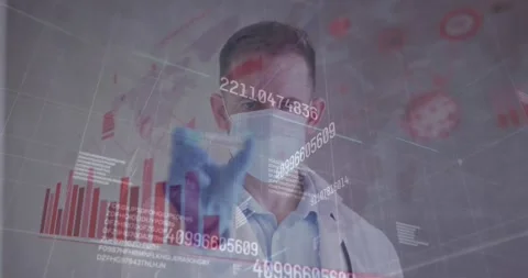 Animation of data processing over caucasian male doctor with test tube Stock Footage 199249978