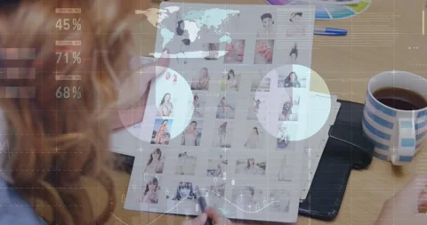 Animation of data processing over caucasian businesswoman with documents Stock Footage 199330767