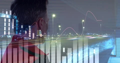 Animation of data processing over caucasian male paramedic smiling 스톡 동영상 200812556