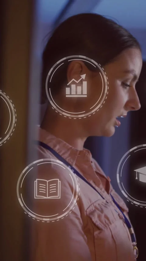 Animation of data processing over caucasian female it engineer by computer Stock Footage 319222441